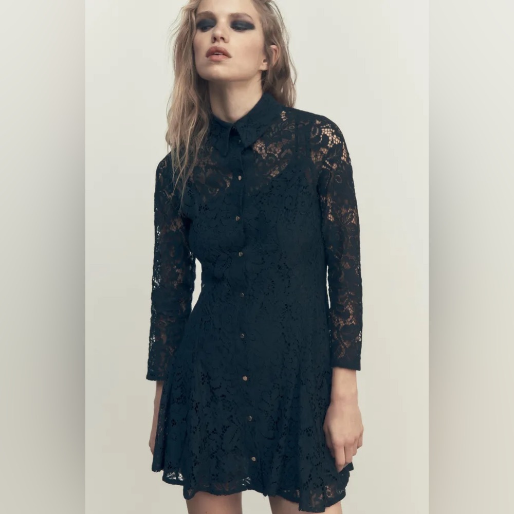 ZARA Lace Mini Shirtdress